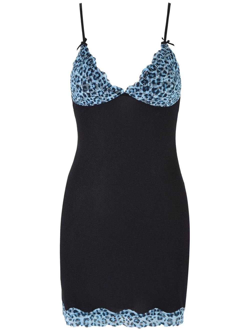 I Am Gia | Black Slip Dress - Blue Leopard